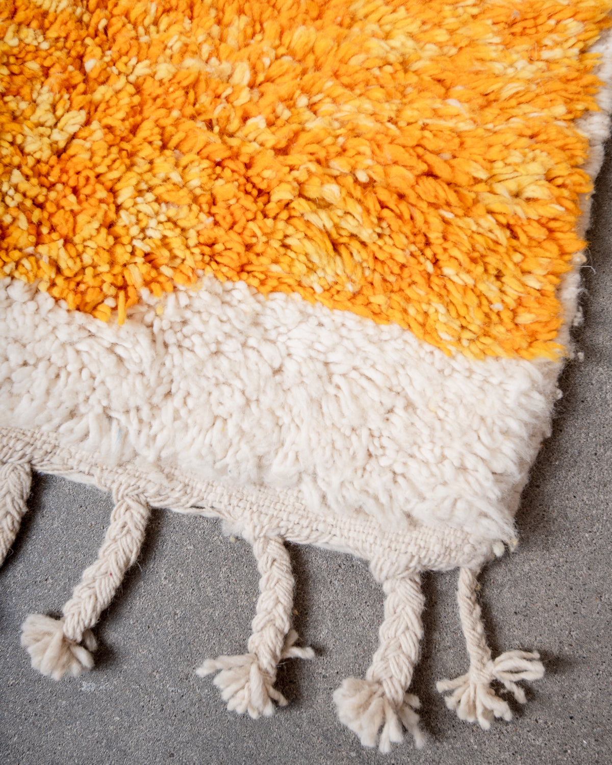 odern, designer, handcrafted Berber rug from Morocco. Beniourain carpet with beautiful colours and patterns and fluffy wool texture.